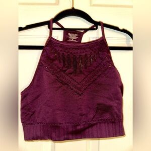 Athleta women’s purple cutout design halter sports bra M athleisure athletic gym